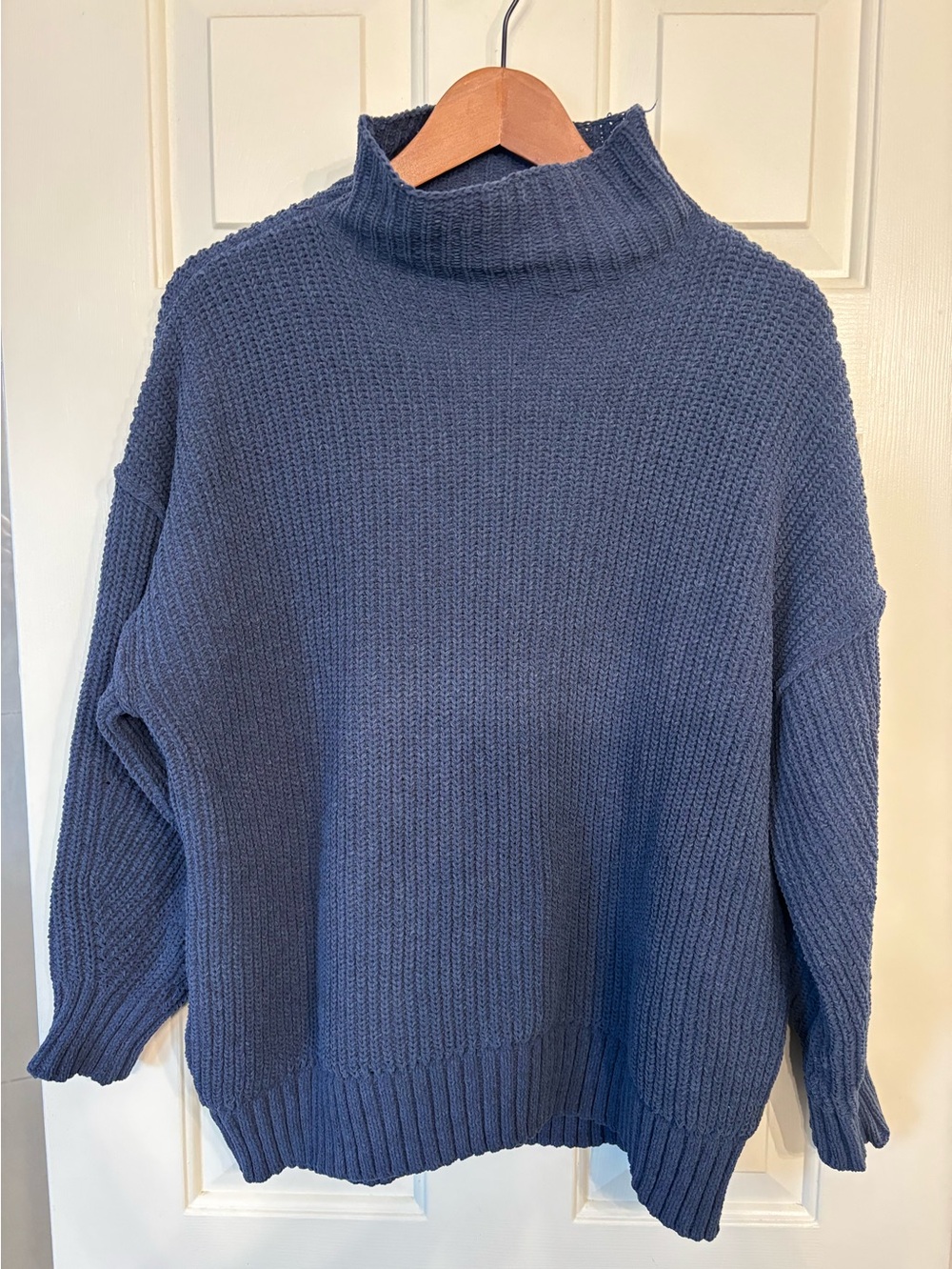 Aerie Cozy Mock Neck Knit Sweater - Slate Blue
